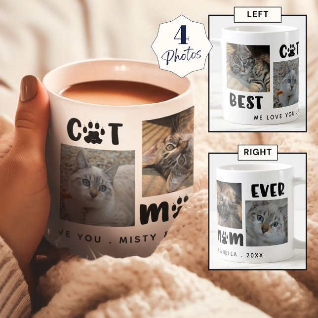 Taza De Café MEJOR MOM CAT NUNCA Collage de fotos Personalizado (Subido por el creador)