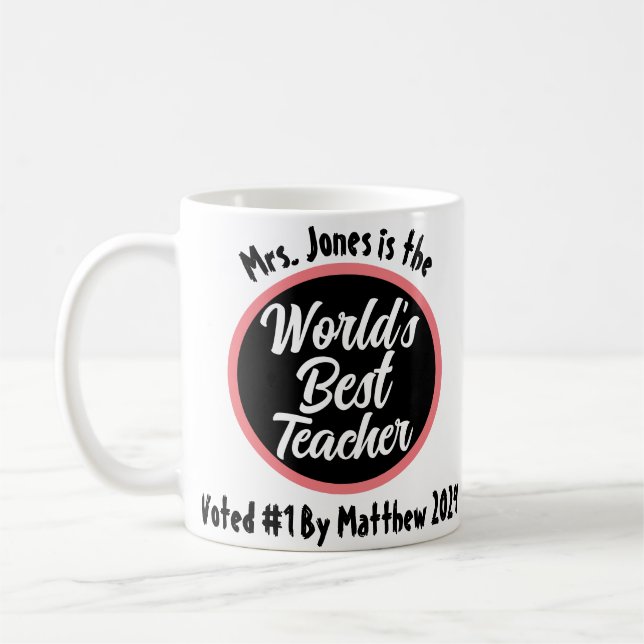 Taza De Café Mejor Mug de Maestros del Mundo Personalizado (Izquierda)