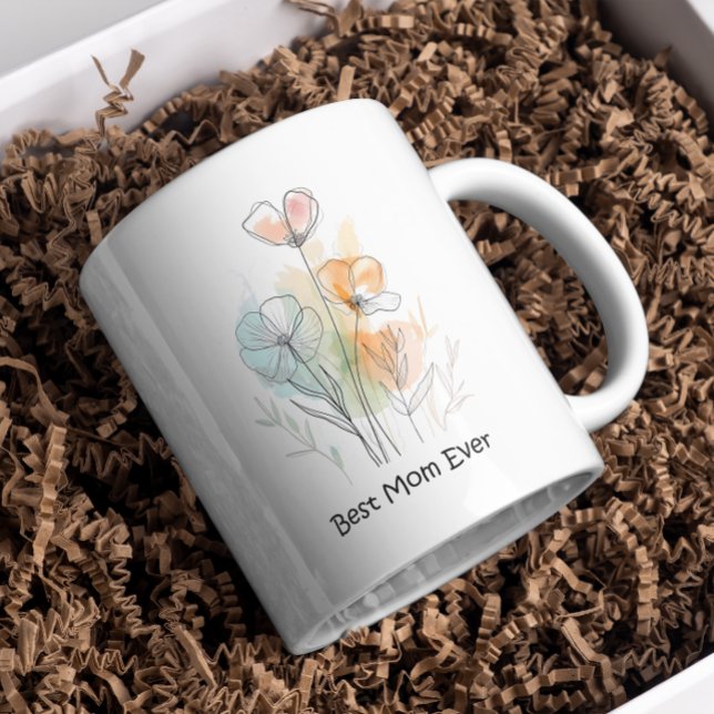 Taza De Café Mejor Mug de Mamá con Flores (Subido por el creador)