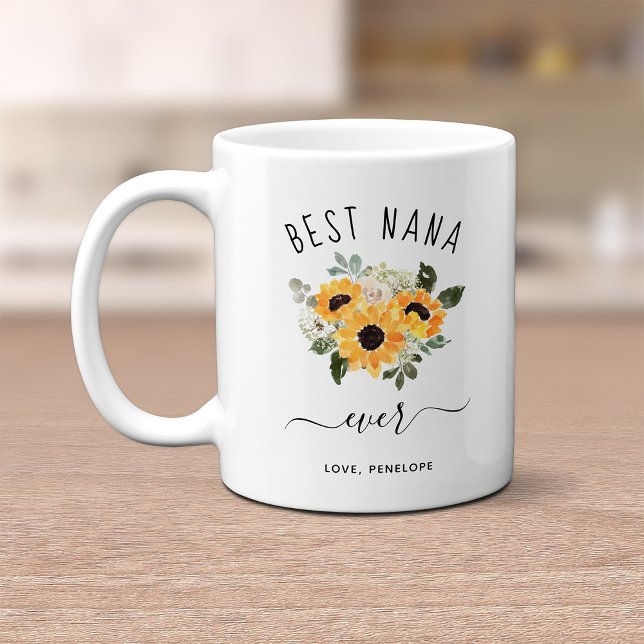 Taza De Café Mejor Nana Ever | Bonito Rústica de los girasoles (Subido por el creador)