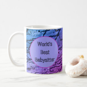 Taza De Café Mejor niñera del mundo Neon Rosa Azul Gracias