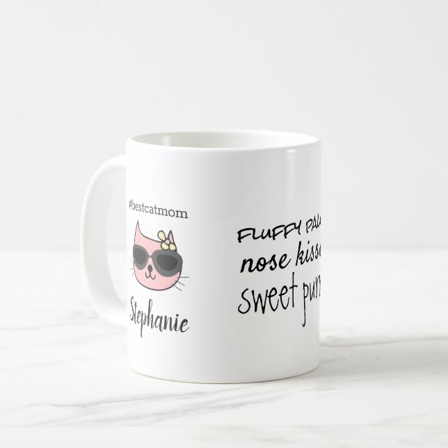 Taza De Café Mejor Nombre Personalizado De Mamá Gato (Anverso izquierdo)