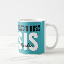 Taza De Café Mejor nombre personalizado SISTER VERDE AZULADA V0
