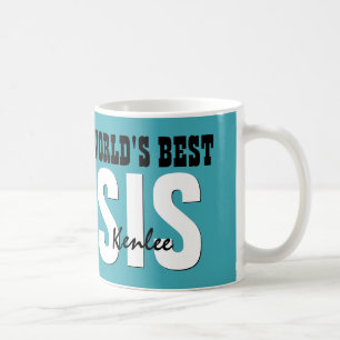 Taza De Café Mejor nombre personalizado SISTER VERDE AZULADA V0