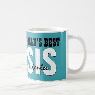 Taza De Café Mejor nombre personalizado SISTER VERDE AZULADA V0