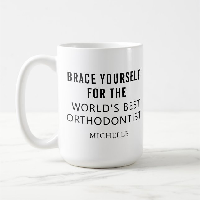 Taza De Café Mejor nombre profesional ortodoncista personalizad (Izquierda)