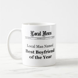 Taza De Café Mejor Novio Del Año Periódico Front Mug
