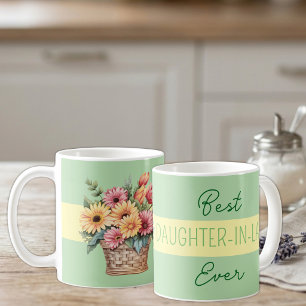 Taza De Café Mejor nuera de todos los tiempos gerbera flores ve