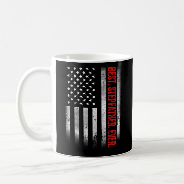 Taza De Café Mejor Padrastro De La Bandera Estadounidense Camo  (Izquierda)