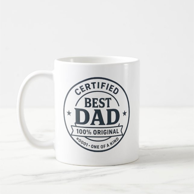 Taza De Café Mejor papá certificado #0001 - 100% original del p (Izquierda)