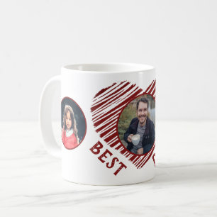 Taza De Café Mejor Papá corazón rojo Día del Padre 3 Fotocolage