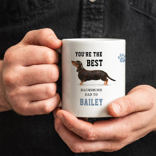Taza De Café Mejor papá de Dachshund Foto y ilustración adora