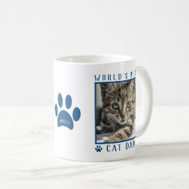 Taza De Café Mejor Papá de Gatos del Mundo Huella de Pata Azul
