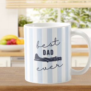 Taza De Café Mejor Papá de Todos los Tiempos Rayas Avión Antigu