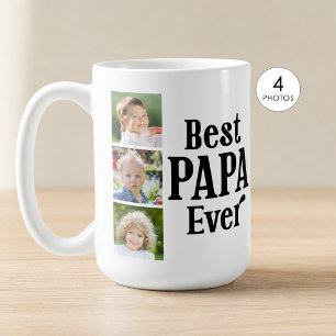 Taza De Café Mejor Papá del Mundo 4 Fotos Personalizadas