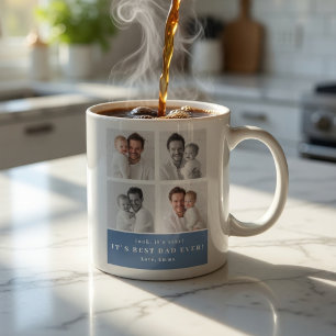 Taza De Café Mejor Papá del Mundo Collage de Fotos Personalizad