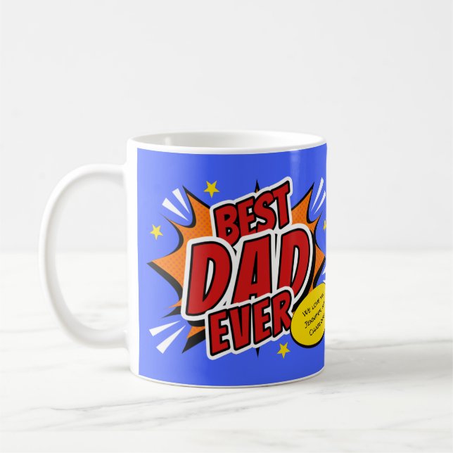 Taza De Café Mejor Papá del Mundo Cómic Día del Padre Superhéro (Izquierda)