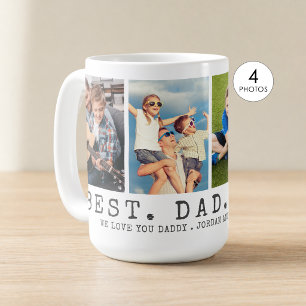 Taza De Café Mejor Papá del Mundo Moderno 4 Fotos Personalizada