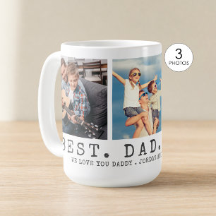 Taza De Café Mejor Papá del Mundo Personalizado 3 Fotos Moderna