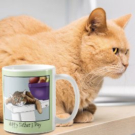 Taza De Café Mejor Papá Gato Tabby Dulce Día del Padre Verde