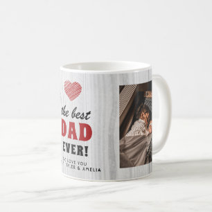 Taza De Café Mejor Papá Madera Rústica Corazón Rojo 2 Foto