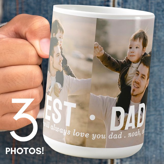 Taza De Café Mejor Papá Moderno De Tres Collages de fotos Perso (Subido por el creador)