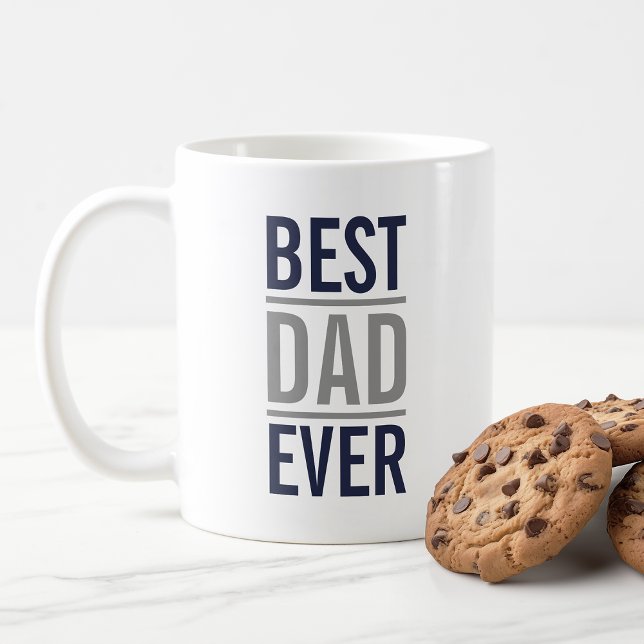 Taza De Café Mejor Papá Nunca | Azul y gris de la Marina modern (Subido por el creador)