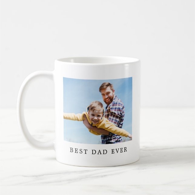 Taza De Café Mejor Papa nunca foto completa café personalizado (Izquierda)
