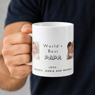 Taza De Café Mejor papá padre familia collage de fotos niños
