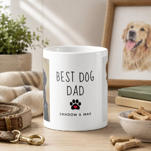 Taza De Café Mejor Papá Perro   Dos Fotos Texto Manuscrito Café