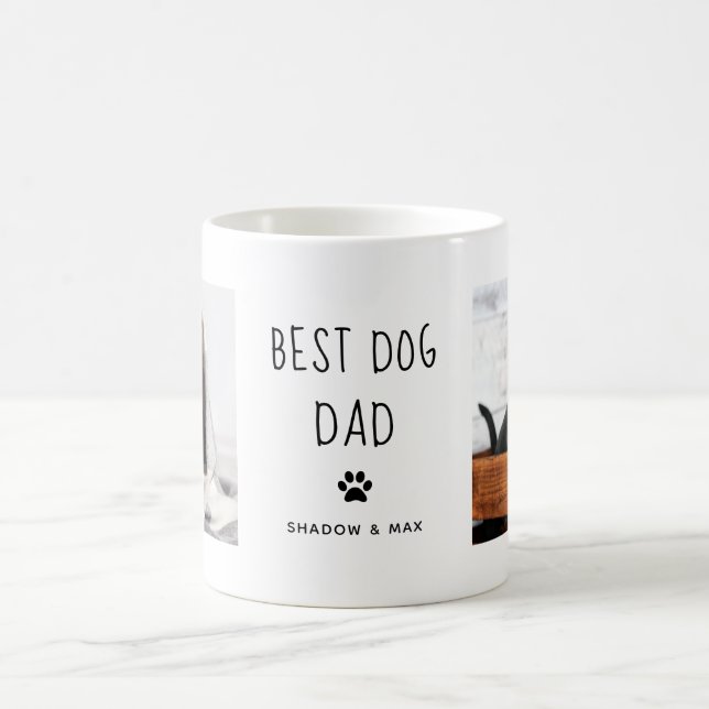 Taza De Café Mejor Papá Perro | Dos textos manuscritos fotográf (Centro)