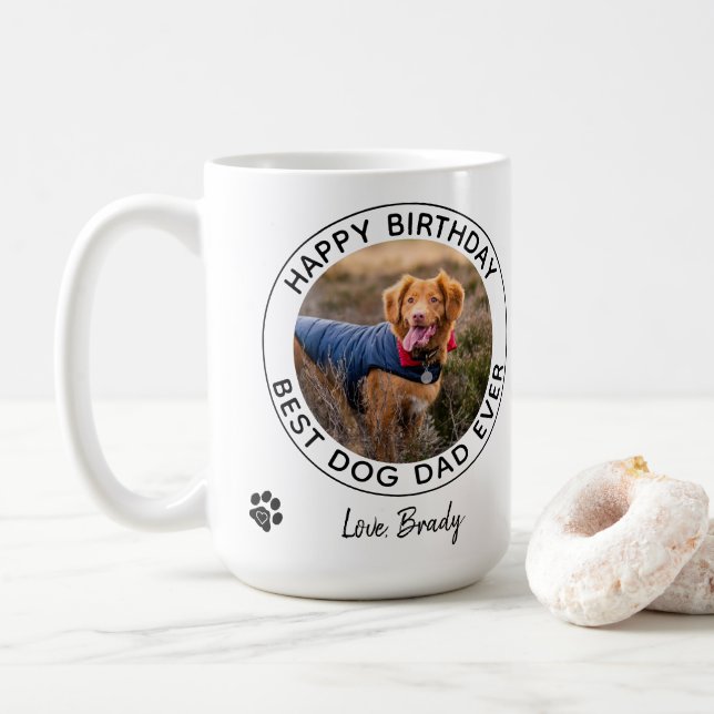 Taza De Café Mejor Papá Perro - Feliz cumpleaños, Mascota. (Con donut)