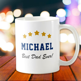 Taza De Café Mejor Papá Personalizado Textos Estrellas de oro