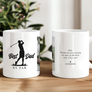 Taza De Café Mejor Papá Por Par Foto & Mensaje Golfista