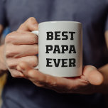 Taza De Café Mejor Papa | Texto y foto negrita y moderno<br><div class="desc">Esta moderna taza blanca y negra para el Día del Padre dice "Mejor Papa nunca" en una tipografía negra atrevida y masculina,  y también muestra tu foto personal favorita. ¡El regalo perfecto para tu abuelo o abuelo!</div>