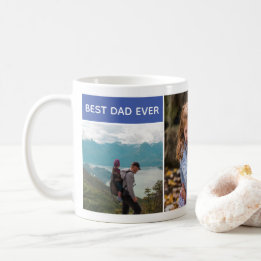 Taza De Café Mejor Papá, Tres Collages de fotos, Personalizado