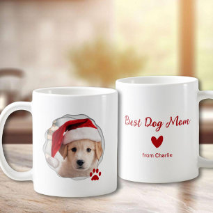 Taza De Café Mejor Paw Roja Fotográfica De Mamá Perro