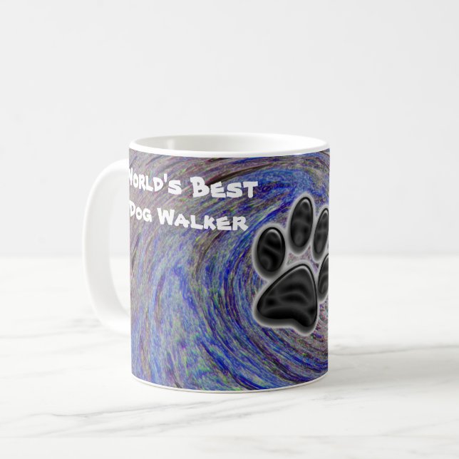 Taza De Café Mejor Perro Caminante Azul Espiral Cachorro Cachor (Anverso izquierdo)