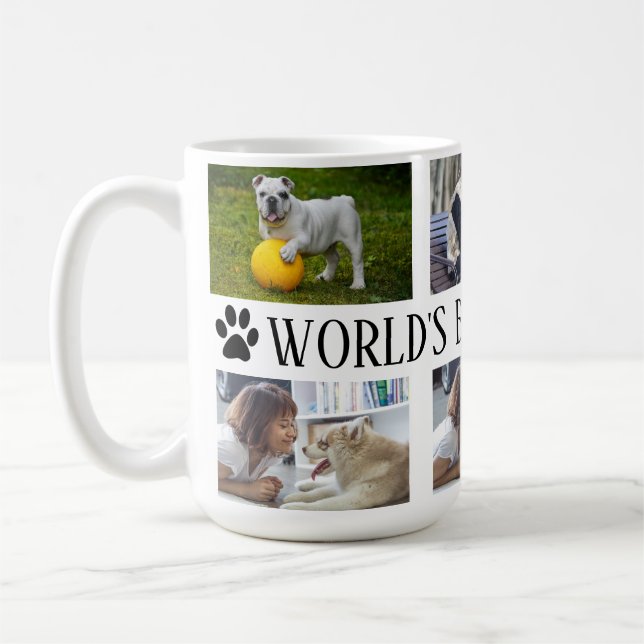 Taza De Café Mejor Perro del Mundo Mamá Mug, Foto Personalizado (Izquierda)