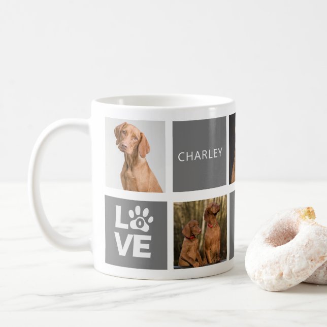 Taza De Café Mejor Perro Gris Personalizado 5 Fotograma Mug (Con donut)