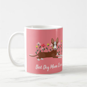 Taza De Café Mejor Perro Madre Podenco Floral Rosa