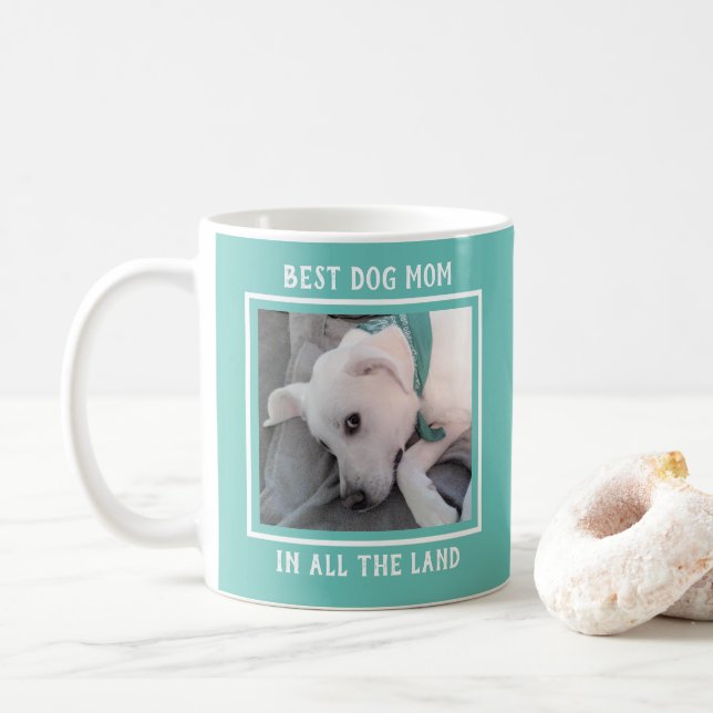 Taza De Café Mejor Perro Mamá Caca Perro Verde azulado Verde Az (Con donut)