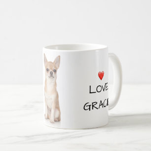 Taza De Café Mejor. Perro Mamá. Foto del nombre de amor de Chih