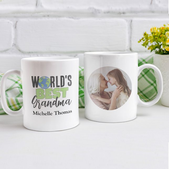 Taza De Café Mejor Personalizado de abuela del mundo (World's Best Grandma Photo Mug)