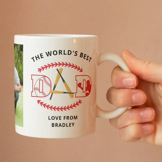 Taza De Café Mejor Personalizado de béisbol de papá del mundo (Subido por el creador)