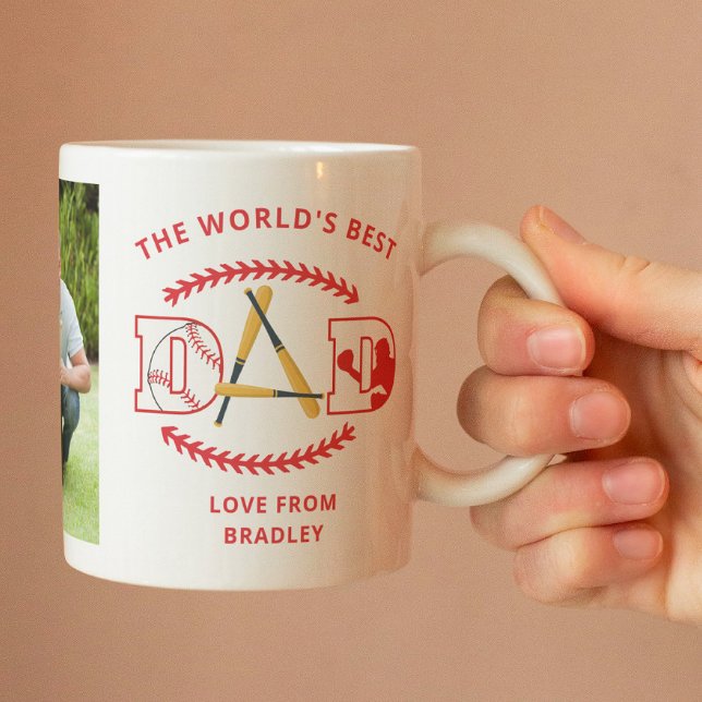 Taza De Café Mejor Personalizado de béisbol de papá del mundo (Subido por el creador)