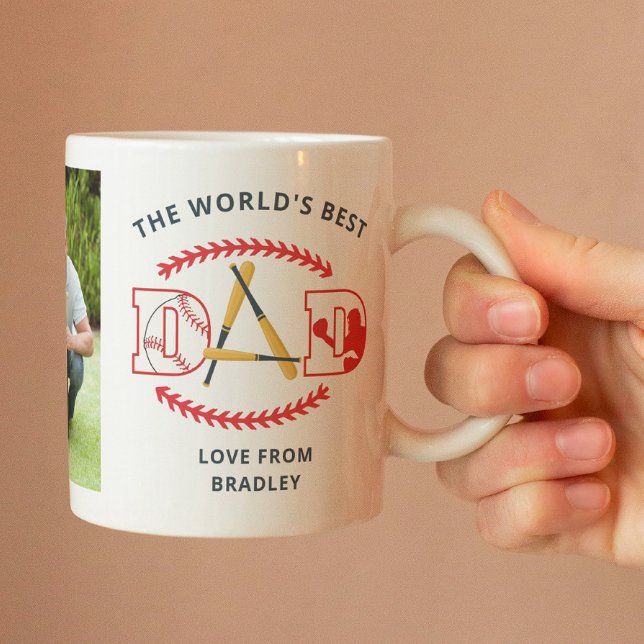 Taza De Café Mejor Personalizado de béisbol de papá del mundo (Subido por el creador)