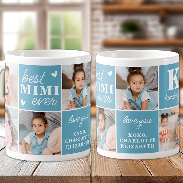 Taza De Café Mejor Personalizado de MIMI 7 Abuela Collage de fo (Subido por el creador)