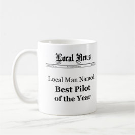 Taza De Café Mejor Piloto del Año Mug Estilo Periódico