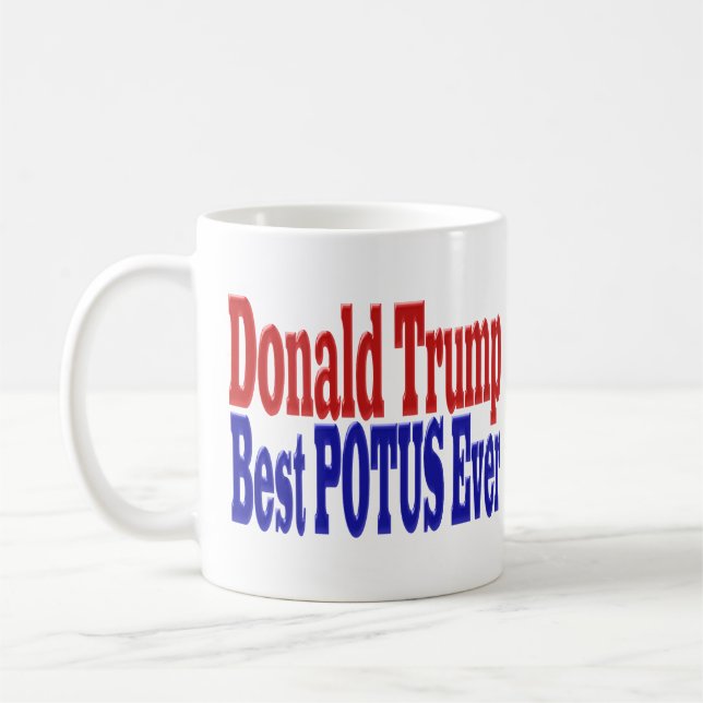 Taza De Café Mejor POTUS jamás Donald Trump azul rojo (Izquierda)